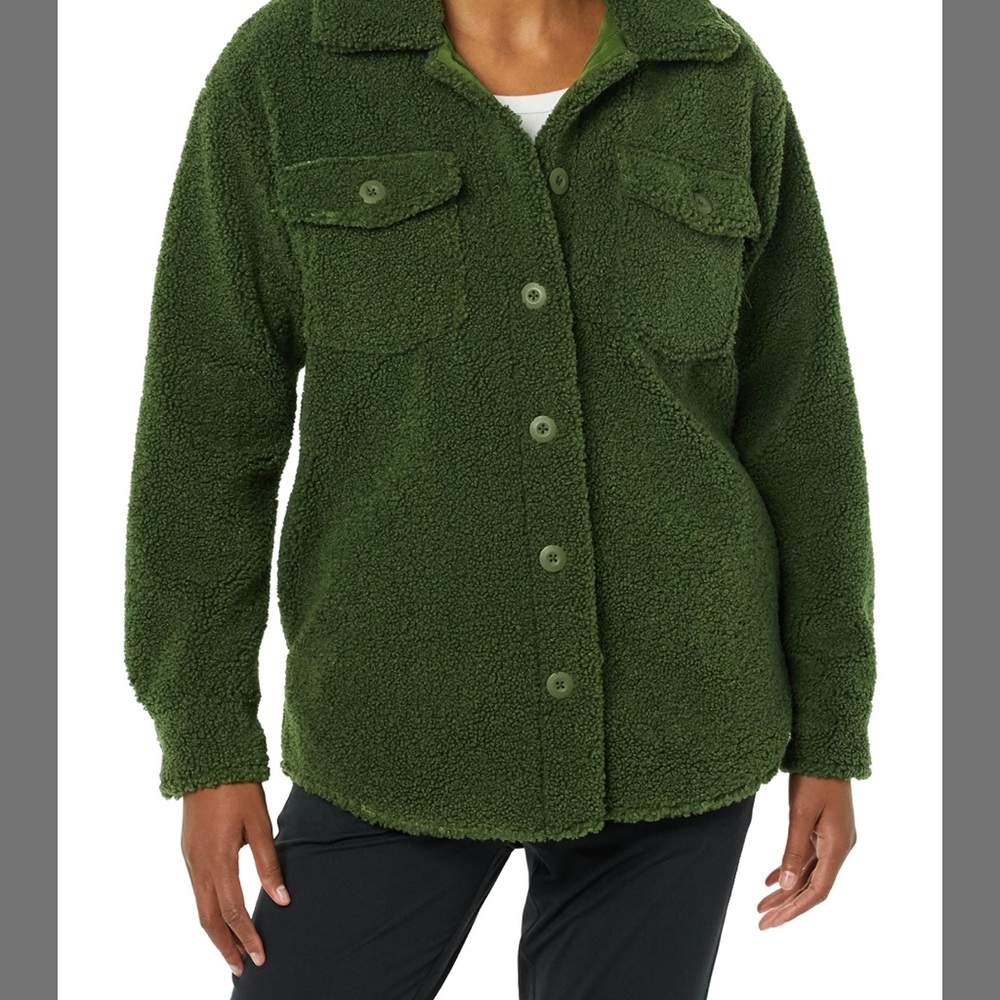 Amazon Essentials Forest Green Teddy Jacket NWT - image 1
